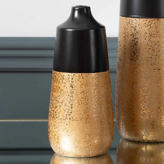 BulgerHills Black/Gold Ceramic Table Vase