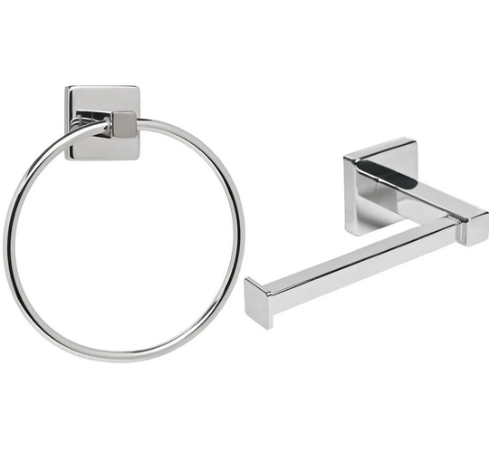 Wall Mounted Toilet Roll Holder with Towel Ring
