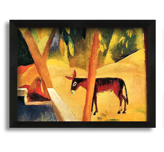 August Macke Donkeys in the Palms - Picture Frame Painting on Canvas