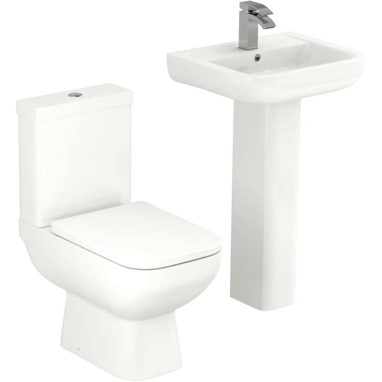 Sirus 520mm Full Pedestal Basin and Toilet Suite - White