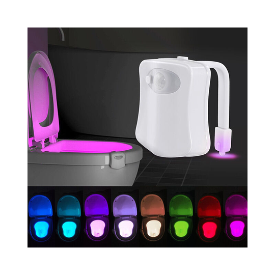 The Original Toilet Night Light Gadget, Fun Bathroom Lighting Add on Toilet Bowl Seat, Motion Sensor Activated led 8 Color Modes - Weird Novelty