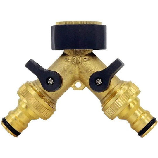 Water Inlet Hose y Connector (2 Way Inlet Hose, 26.9mm (3/4') Brass, y Manifold),Compatible with Garden Hose Connector System 1 /2 inch