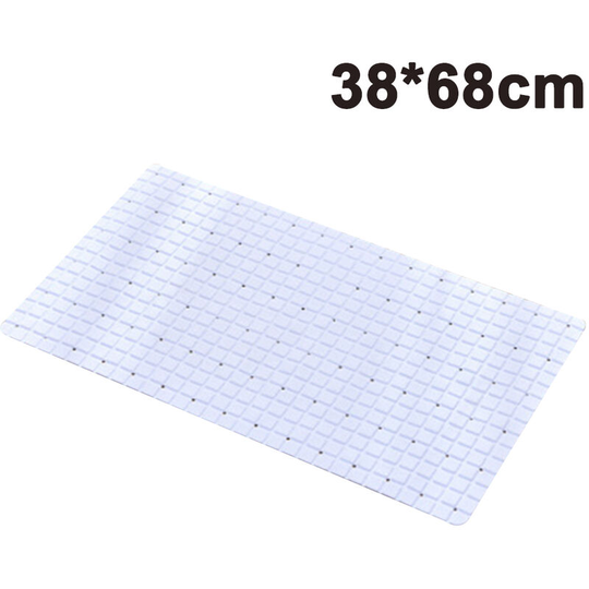 Extra Long Non-Slip Tub Bath Mat with Suction Cups and Drain Holes - 38 x 68cm