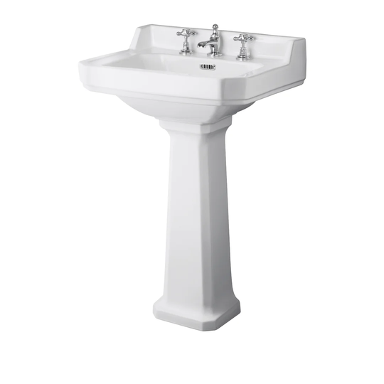 Vitreous China 595mm Rectangular Full Pedestal Basin