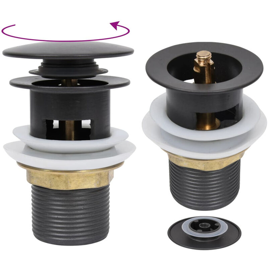 Push Drain with Overflow Function Grey 6.4x6.4x9.1 cm