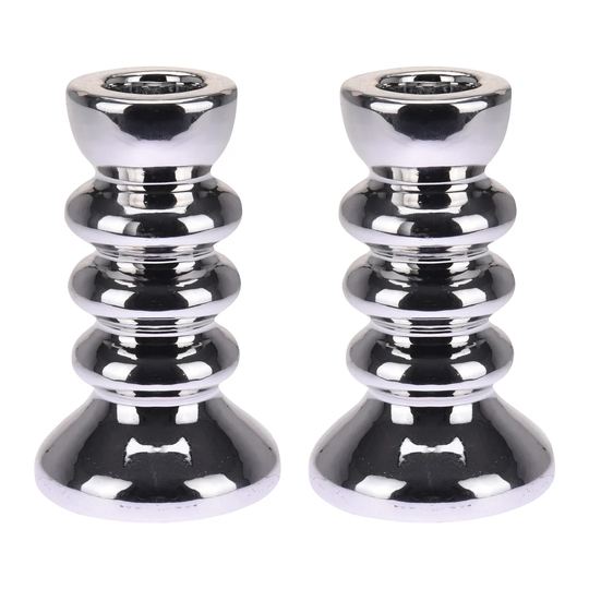 Metal Look Ceramic Candlestick
