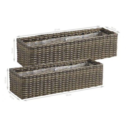 Rectangular Planter In Synthetic Rattan (Set Of 2)