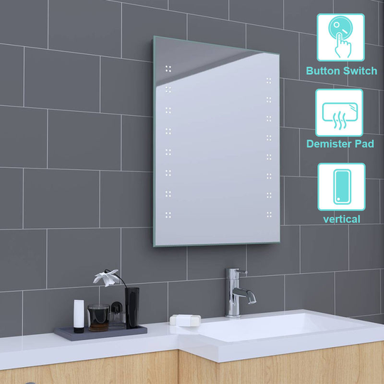 NRG - 600 x 800mm Bathroom Illuminated led Mirror with Demister(Type e)