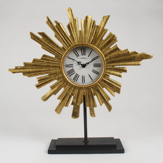 Analog Resin Quartz Tabletop Clock in Gold