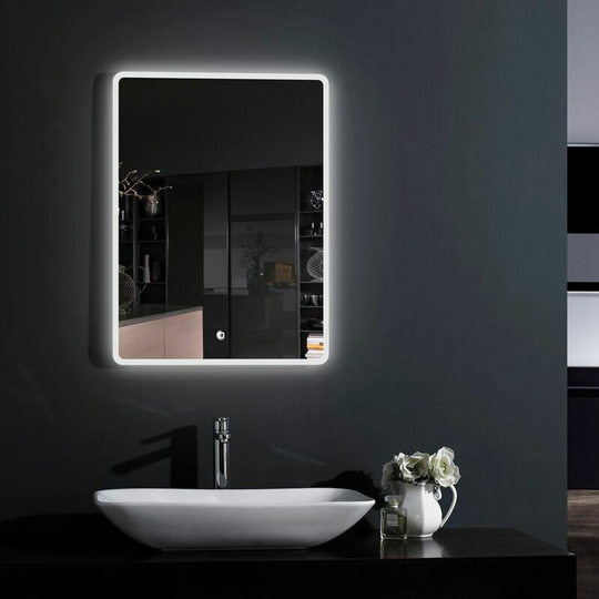 Bathroom Mirror led Illuminated Modern Rectangular Lock IP44 500 x 700mm - Silver - Croydex