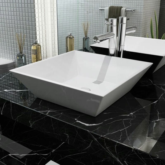 Basin Square Ceramic White 41.5x41.5x12 cm VDTD04468 - Topdeal