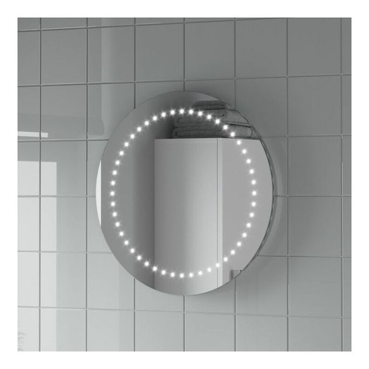 Round led illuminated Bathroom Mirror Modern Light Battery Powered Circle 500mm - Silver