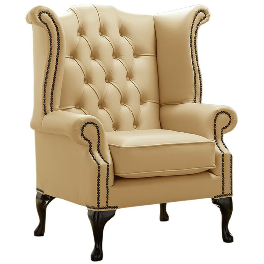 Chesterfield Queen Anne High Back Wing Chair Shelly Angel Leather