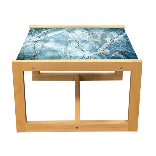 Marble Print Coffee Table, Exquisite Granite Stone Architecture Floor Nature Faded Rock Picture, Acrylic Glass Center Table With Wooden Frame For Offi