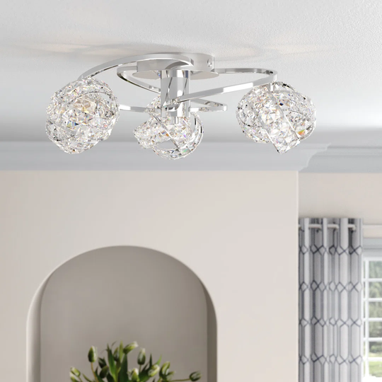 Sutton 3-Light 46cm Semi Flush Mount