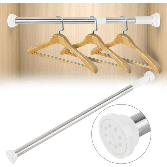 Stainless tension bar with shower curtains without drilling 50 to 80cm Rubber telescopic rod for cabinet / bathtub / window / expenditure [energy