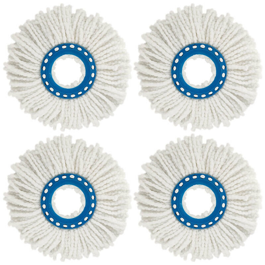 4pcs Microfiber Heads Broom, Mop Head Round Round Heads mop Rotation to 360 for Soil Cleaning (16 Cm Diameter)