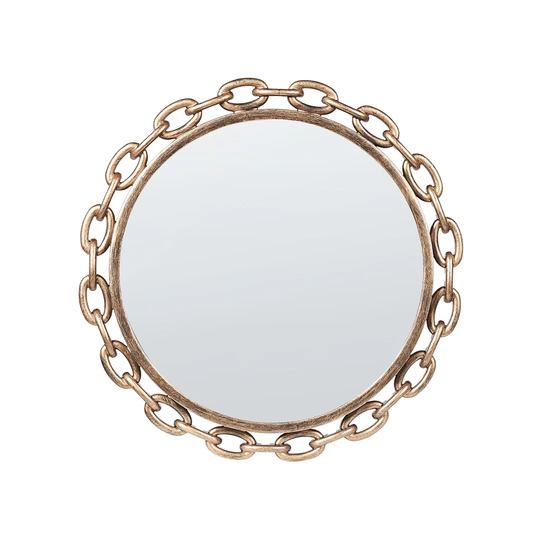 Ceana Round Plastic Framed Wall Mounted Accent Mirror in Rose Gold