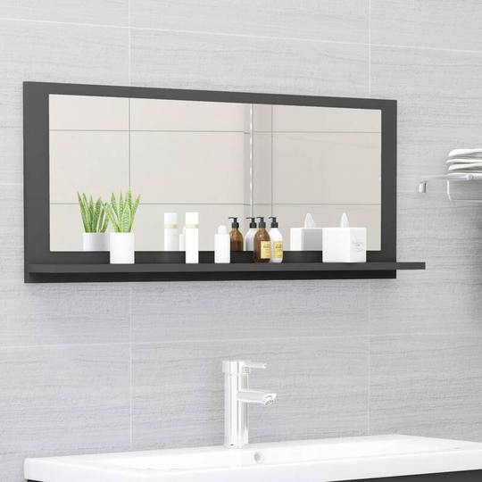 Bathroom Mirror Grey 90x10.5x37 cm Chipboard FF804582_UK - Topdeal