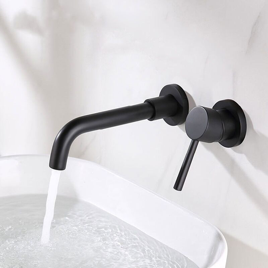 Perlerare - Brass Concealed Sink Faucet Hot and Cold Single Handle Mixer Tap, Matte Black, Split