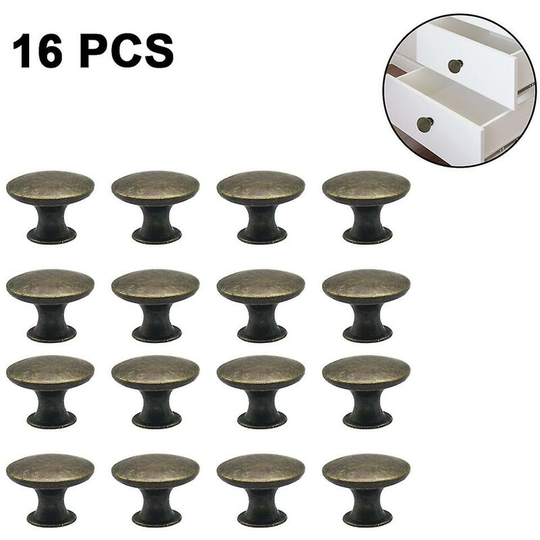 Set of 16 Cabinet Door Knobs, 30mm, Vintage Dresser Knob Set, Green Bronze