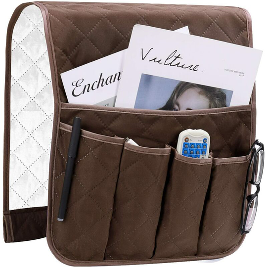 Armchair Armrest Organizer, Sofa Chair Protector Cover, Hanging Pockets Space Saving, Non-Slip Storage Bag for Phone, Book, Magazines, tv Remote,