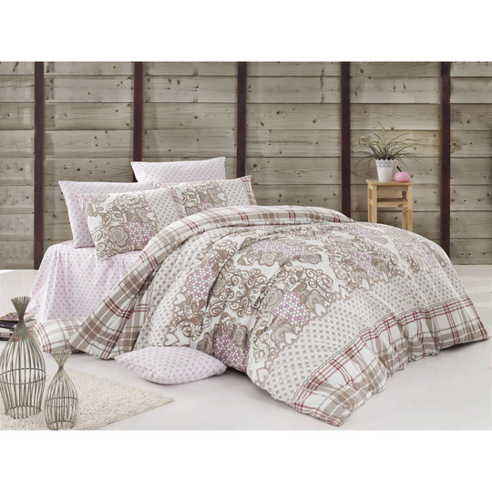 Corcoran White Powder/Beige 100% Cotton Duvet Cover Set
