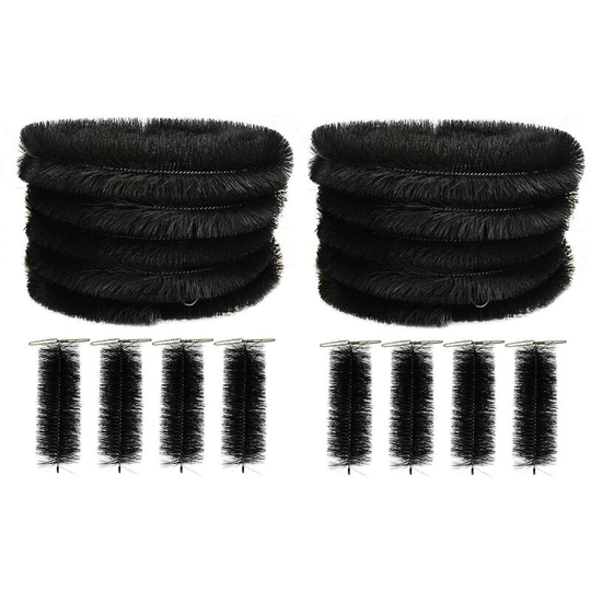 Set of 10 Black Gutter Brush Leaf Guard (4m) with Set of 8 Drain Guard Plugs
