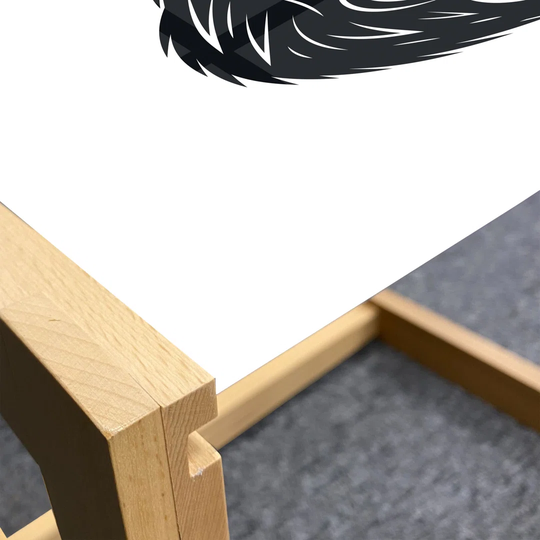 Gorilla Coffee Table, Head Of A Wild Creature Animal In Monochrome Style On A Plain Backdrop, Acrylic Glass Center Table With Wooden Frame For Offices