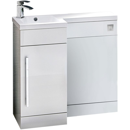 Life lh Combination Unit with Sculptured Basin 900mm Wide - Gloss White - Orbit