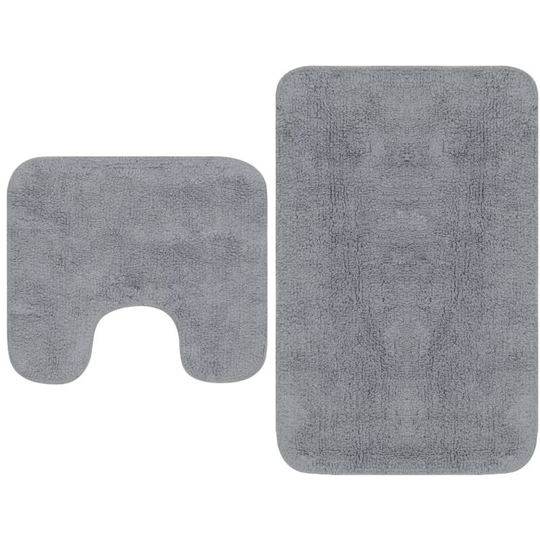 Hommoo - Bathroom Mat Set 2 Pieces Fabric Grey