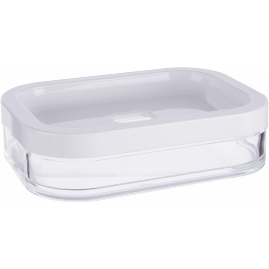 Soap Dish Durable Dishes For Bathroom White Acrylic Dish With 3D Design Soaps Tray / Trays With Self Draining Removable Base 9 x 3 x 12 - Premier