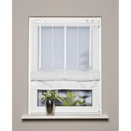 Linen Structure Longitudinal Stripes Semi-Sheer Roman Blind