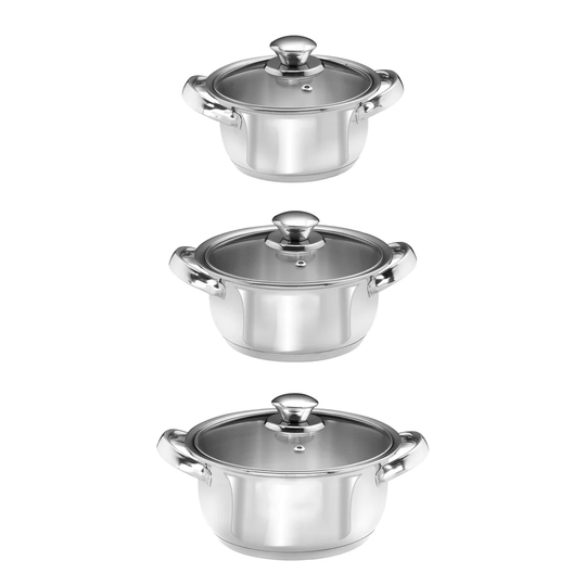 Dehart 3 Piece Non-Stick Pot Set With Lids
