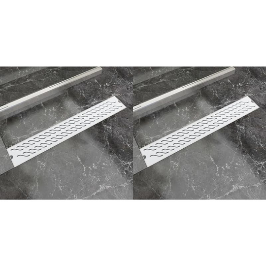 Linear Shower Drain 2 pcs Wave 730x140 mm Stainless Steel VD18850 - Hommoo