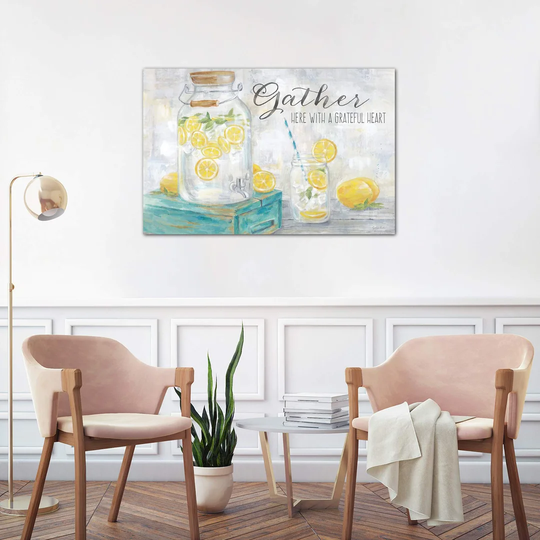 Gather Here Country Lemons Landscape by Cynthia Coulter - Painting Print on Canvas