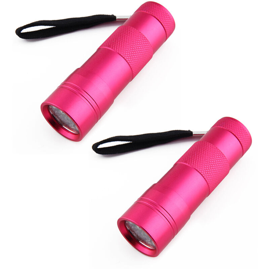 2pcs 12LED violet light flashlight, 395 violet light UV flashlight - rose red