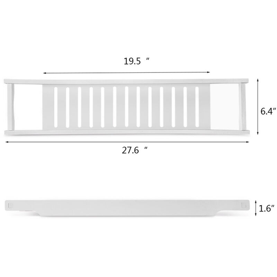 Luxury Slim Bridge Bath Tray Bathtub Storage Rack Shelf Organizer Bathroom Accessories White