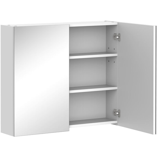 Wall Mounted Bathroom Mirror Storage Cabinet w/ Door Adjustable Shelf - White - Homcom