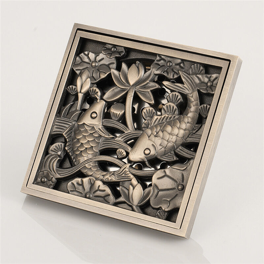10CM Floor Drain Floor Trap Antique Brass Waste Strainer Cover Grate for Home Kitchen Bathroom Toilet Laundry Outdoor Garden