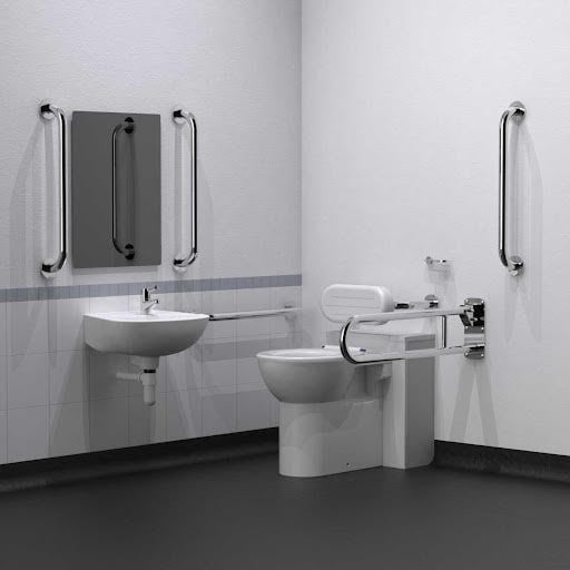 Nymas NymaPRO Back to Wall Doc M Toilet Pack with Polished Concealed Fixings Grab Rails DM800KCS/SP