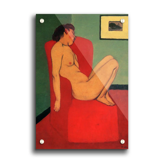 Nude in A Red Armchair by Felix Vallotton - Unframed Painting Print on Paper