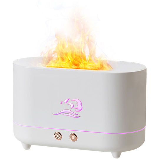 Superseller - Flame Mist Humidifier Aromatherapy Essential Oil Diffuser Quiet Cool Mist Humidifier, White - White