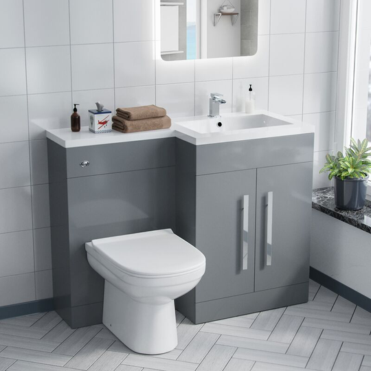 Neshome - Aric rh 1100mm Vanity Basin Unit, wc Unit & Elso Back To Wall Toilet Light Grey
