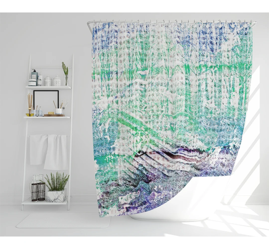 Washed Up Blue Designer Shower Curtain