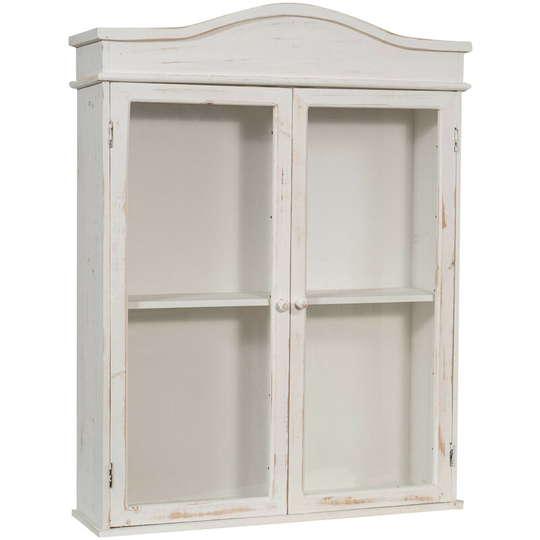Wooden showcase cabinet antique white finish L64XPR17XH84 cm shabby style