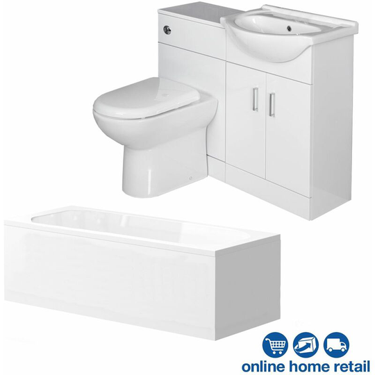 Essence Vanity Unit Bathroom Suite with 1050mm Vanity Unit - White
