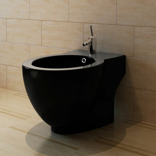Round Bidet Stand Black High-quality Ceramic VDFF03665_UK - Topdeal