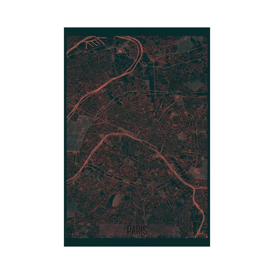 Paris Infrared Urban Blueprint Map by Hubert Roguski - Wrapped Canvas Painting