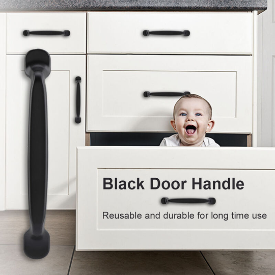 YD - Sturdy Durable Black Door Handle for Cabinet Wardrobe Drawer Cupboard(2#)